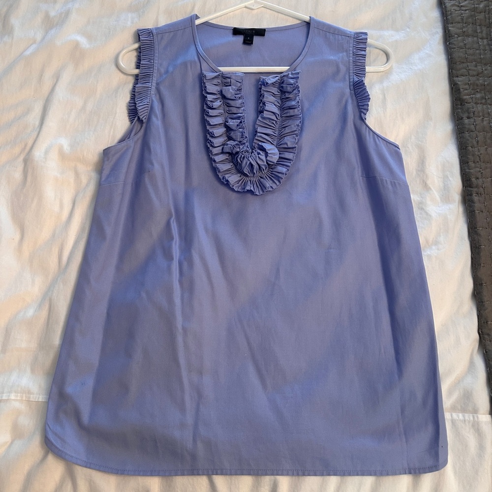 J. Crew Women's Blue Ruffle Blouse